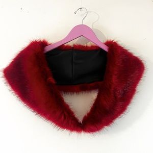 Red faux fur shrug